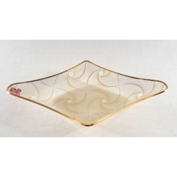 Swirl Candy Trinket Dish 22 C Gold Paint Denmark Mid Century Modern Minimalist - Picture 2 of 6